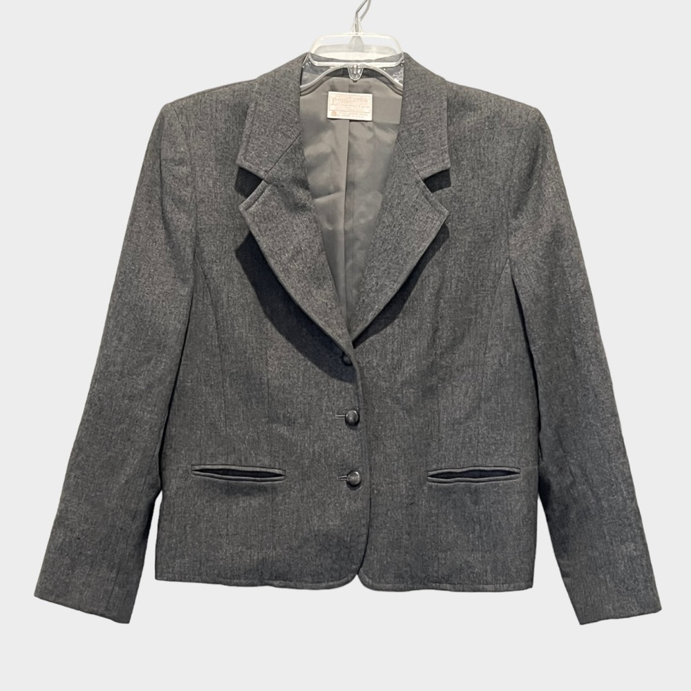 Vintage Pendleton Grey Wool Blazer Suit Jacket Sz L